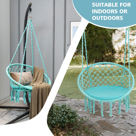 Cushioned Hammock Swing Chair with Hanging Kit-Black LuxuryLifeWay Online Store