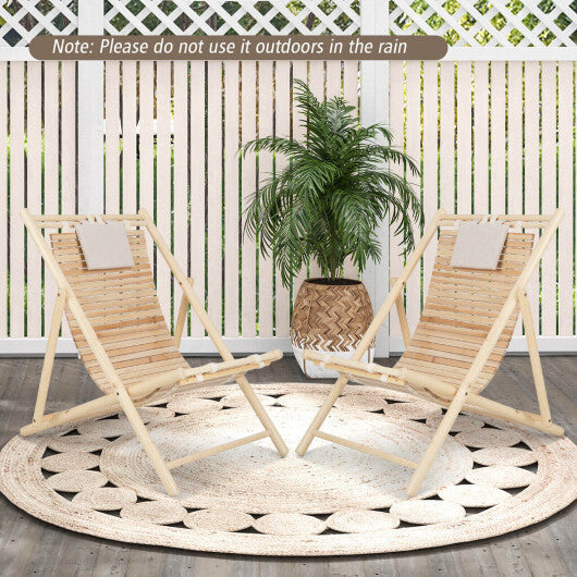 Solid Fir Wood Lounge Chair with 3-Level Adjustable Backrest and Soft Padded Headrest-Natural LuxuryLifeWay Online Store