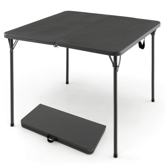 Folding Camping Table with All-Weather HDPE Tabletop and Rustproof Steel Frame-Gray LuxuryLifeWay Online Store