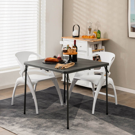 Folding Camping Table with All-Weather HDPE Tabletop and Rustproof Steel Frame-Gray LuxuryLifeWay Online Store