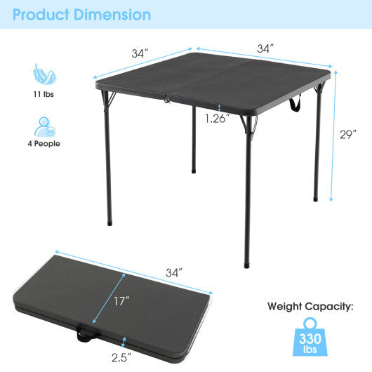 Folding Camping Table with All-Weather HDPE Tabletop and Rustproof Steel Frame-Gray LuxuryLifeWay Online Store