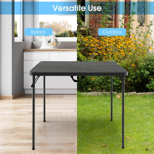 Folding Camping Table with All-Weather HDPE Tabletop and Rustproof Steel Frame-Gray LuxuryLifeWay Online Store