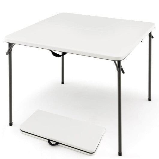 Folding Camping Table with All-Weather HDPE Tabletop and Rustproof Steel Frame-Gray LuxuryLifeWay Online Store