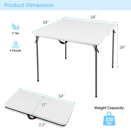 Folding Camping Table with All-Weather HDPE Tabletop and Rustproof Steel Frame-Gray LuxuryLifeWay Online Store