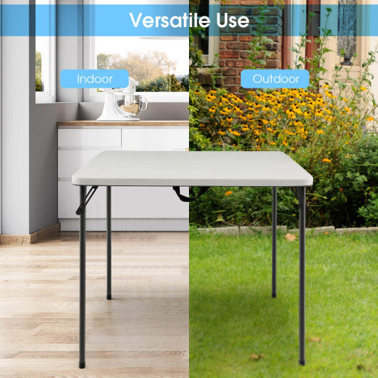 Folding Camping Table with All-Weather HDPE Tabletop and Rustproof Steel Frame-Gray LuxuryLifeWay Online Store