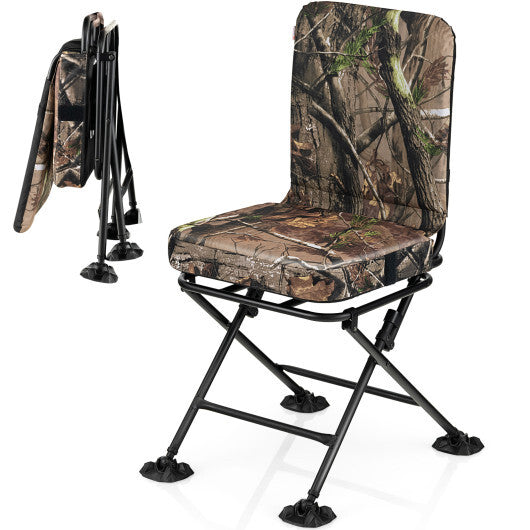 Swivel Folding Chair with Backrest and Padded Cushion-Camouflage LuxuryLifeWay Online Store