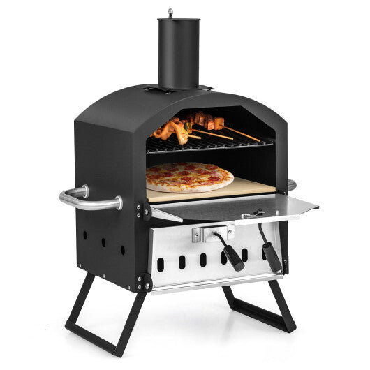Outdoor Pizza Oven with Anti-scalding Handles and Foldable Legs-Black LuxuryLifeWay Online Store