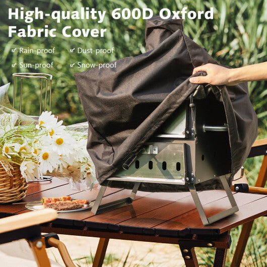 Outdoor Pizza Oven with Anti-scalding Handles and Foldable Legs-Black LuxuryLifeWay Online Store