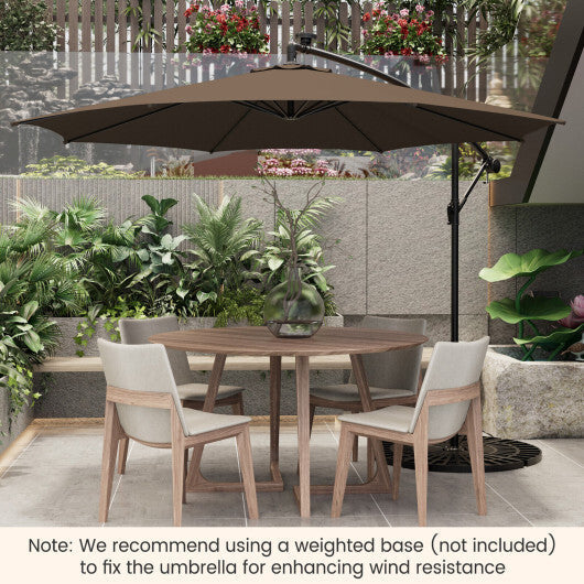 10 Feet Patio Offset Umbrella with 112 Solar-Powered LED Lights-Beige LuxuryLifeWay Online Store
