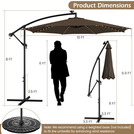 10 Feet Patio Offset Umbrella with 112 Solar-Powered LED Lights-Beige LuxuryLifeWay Online Store