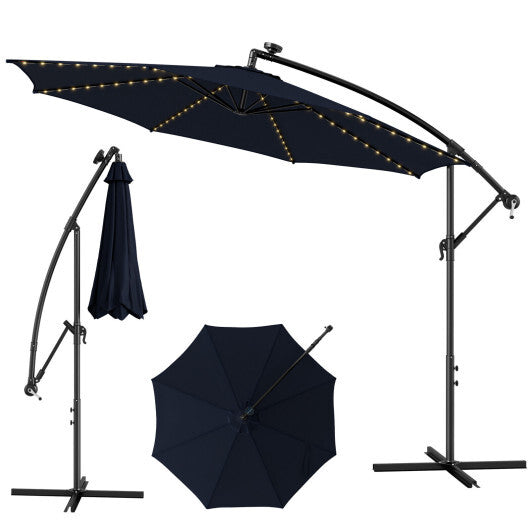 10 Feet Patio Offset Umbrella with 112 Solar-Powered LED Lights-Beige LuxuryLifeWay Online Store