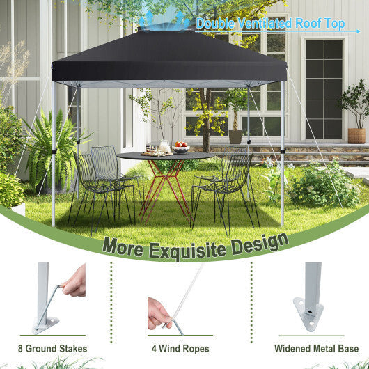 2-Tier 10 x 10 Feet Pop-up Canopy Tent with Wheeled Carry Bag-Black LuxuryLifeWay Online Store