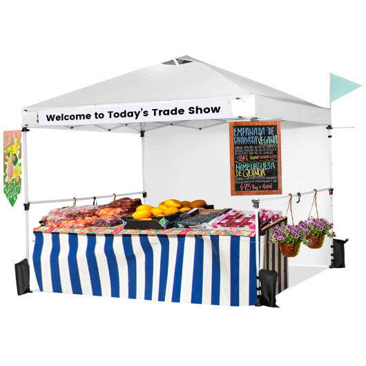 10 x 10 Feet Foldable Commercial Pop-up Canopy with Roller Bag and Banner Strip-Pink LuxuryLifeWay Online Store