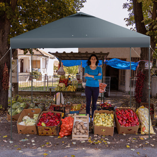 10 x 10 Feet Foldable Outdoor Instant Pop-up Canopy with Carry Bag-Gray - Color: Gray LuxuryLifeWay Online Store