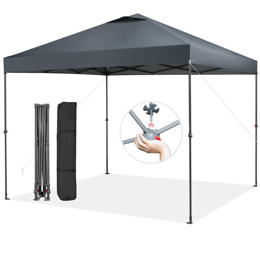 10 x 10 Feet Foldable Outdoor Instant Pop-up Canopy with Carry Bag-Gray LuxuryLifeWay Online Store