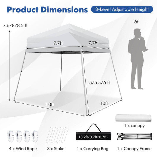 10 x 10 Feet Outdoor Instant Pop-up Canopy with Carrying Bag-Pink