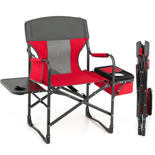 Folding Camping Directors Chair with Cooler Bag and Side Table-Blue LuxuryLifeWay Online Store