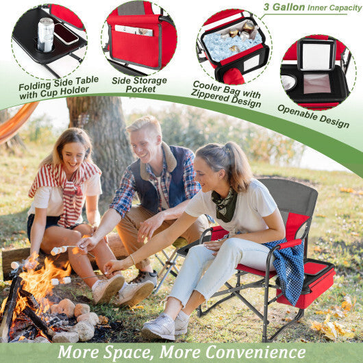 Folding Camping Directors Chair with Cooler Bag and Side Table-Blue LuxuryLifeWay Online Store