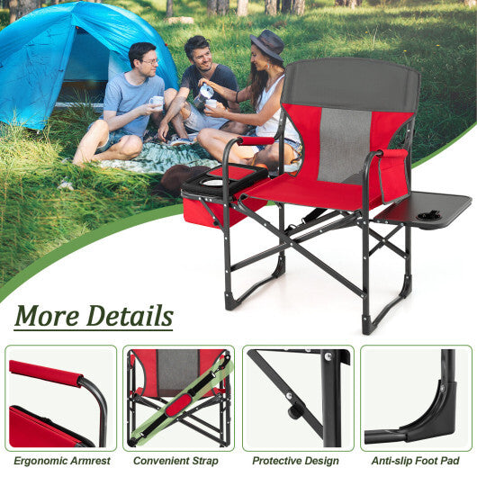 Folding Camping Directors Chair with Cooler Bag and Side Table-Blue LuxuryLifeWay Online Store