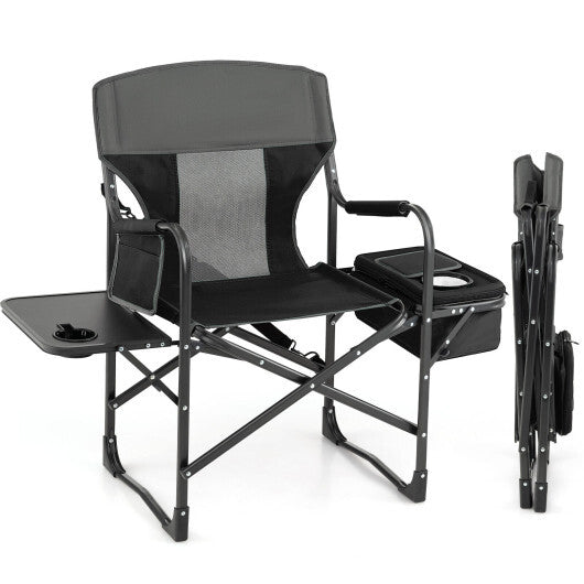 Folding Camping Directors Chair with Cooler Bag and Side Table-Blue LuxuryLifeWay Online Store