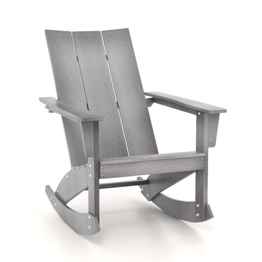 Adirondack Rocking Chair with Curved Back for Balcony-Gray LuxuryLifeWay Online Store