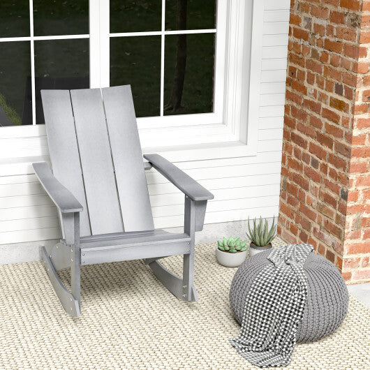 Adirondack Rocking Chair with Curved Back for Balcony-Gray LuxuryLifeWay Online Store
