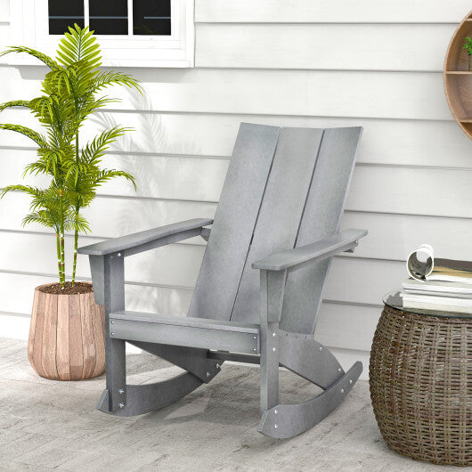 Adirondack Rocking Chair with Curved Back for Balcony-Gray LuxuryLifeWay Online Store