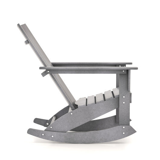Adirondack Rocking Chair with Curved Back for Balcony-Gray LuxuryLifeWay Online Store