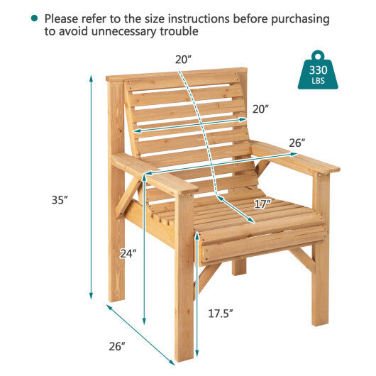 Outdoor Solid Fir Wood Chair with Inclined Backrest LuxuryLifeWay Online Store