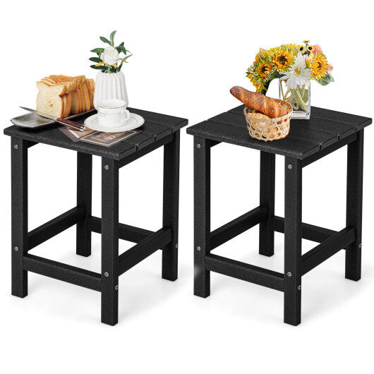 Set of 2 14 Inch Square Weather-Resistant Adirondack Side Table-Black LuxuryLifeWay Online Store