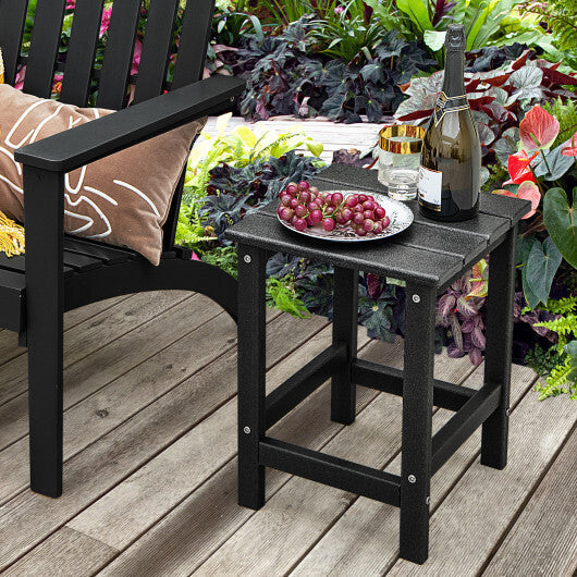 Set of 2 14 Inch Square Weather-Resistant Adirondack Side Table-Black LuxuryLifeWay Online Store