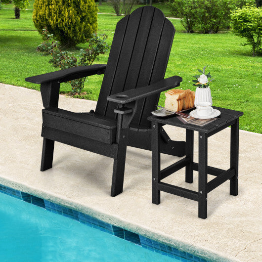 Set of 2 14 Inch Square Weather-Resistant Adirondack Side Table-Black LuxuryLifeWay Online Store