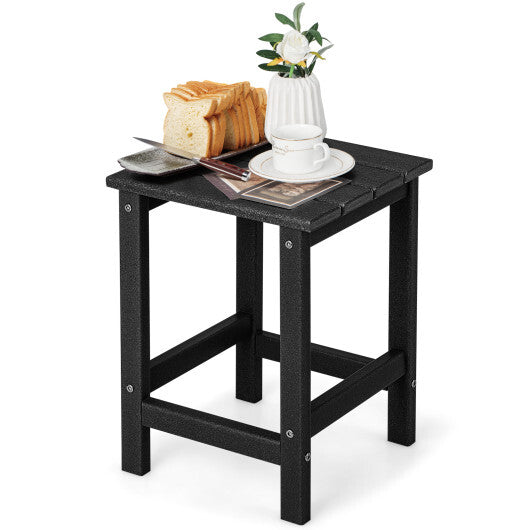 Set of 2 14 Inch Square Weather-Resistant Adirondack Side Table-Black LuxuryLifeWay Online Store