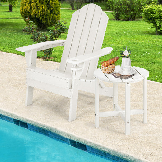Set of 2 18 Inch Round Weather-Resistant Adirondack Side Tables-Black
