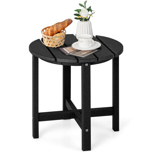 18 Inch Round Weather-Resistant Adirondack Side Table-Black LuxuryLifeWay Online Store