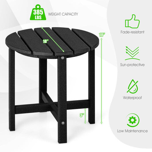18 Inch Round Weather-Resistant Adirondack Side Table-Black LuxuryLifeWay Online Store