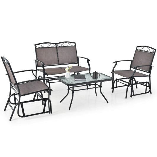 Set of 2 Outdoor Metal Glider Armchairs with Weather-resistant Fabric LuxuryLifeWay Online Store