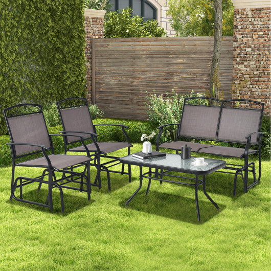 Set of 2 Outdoor Metal Glider Armchairs with Weather-resistant Fabric LuxuryLifeWay Online Store