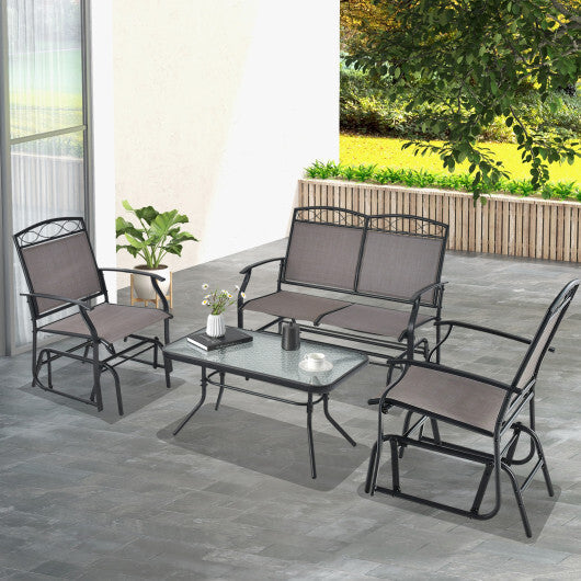 Set of 2 Outdoor Metal Glider Armchairs with Weather-resistant Fabric LuxuryLifeWay Online Store