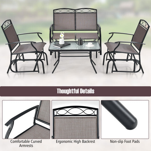 Set of 2 Outdoor Metal Glider Armchairs with Weather-resistant Fabric LuxuryLifeWay Online Store