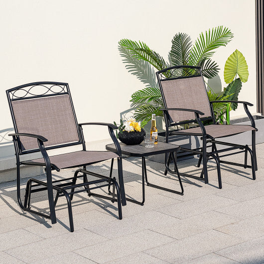 Outdoor Gliding Loveseat Chair with Tempered Glass Coffee Table-2 Pieces LuxuryLifeWay Online Store
