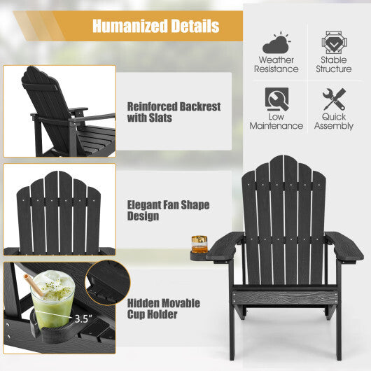 Weather Resistant HIPS Outdoor Adirondack Chair with Cup Holder-Navy LuxuryLifeWay Online Store