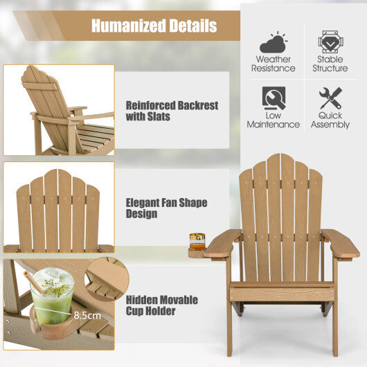 Weather Resistant HIPS Outdoor Adirondack Chair with Cup Holder-Navy LuxuryLifeWay Online Store