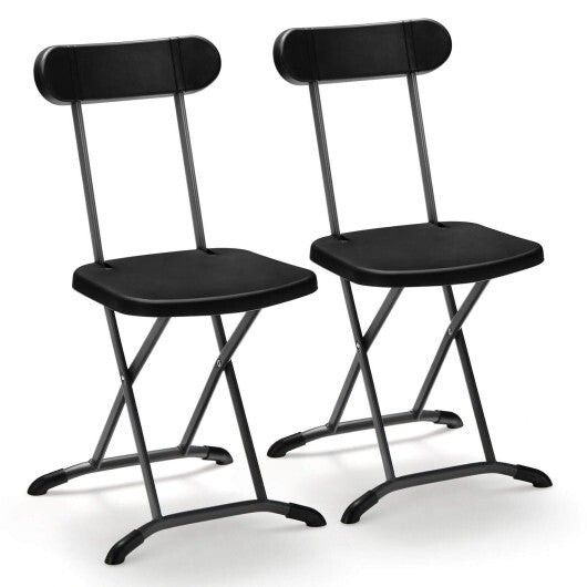2 Pieces Outdoor Folding Chair Set with Sturdy Frame and Ergonomic Backrest-Black LuxuryLifeWay Online Store