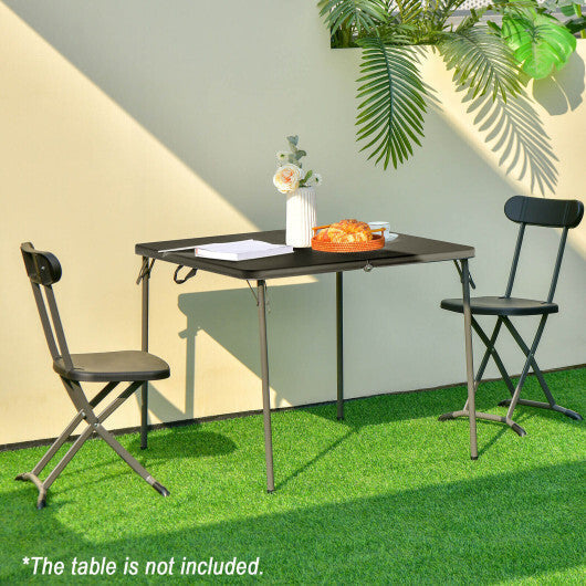 2 Pieces Outdoor Folding Chair Set with Sturdy Frame and Ergonomic Backrest-Black LuxuryLifeWay Online Store
