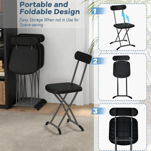 2 Pieces Outdoor Folding Chair Set with Sturdy Frame and Ergonomic Backrest-Black LuxuryLifeWay Online Store