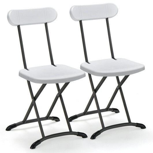 2 Pieces Outdoor Folding Chair Set with Sturdy Frame and Ergonomic Backrest-Black LuxuryLifeWay Online Store