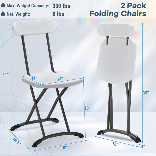 2 Pieces Outdoor Folding Chair Set with Sturdy Frame and Ergonomic Backrest-Black LuxuryLifeWay Online Store