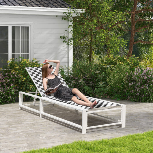 Outdoor Adjustable Patio Chaise Lounge Chair with Wheels and Sturdy Metal Frame LuxuryLifeWay Online Store