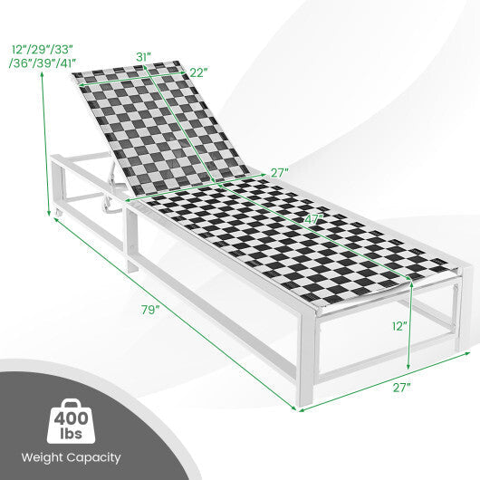 Outdoor Adjustable Patio Chaise Lounge Chair with Wheels and Sturdy Metal Frame LuxuryLifeWay Online Store